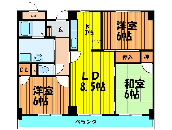 サンシャインミフネⅡの物件間取画像